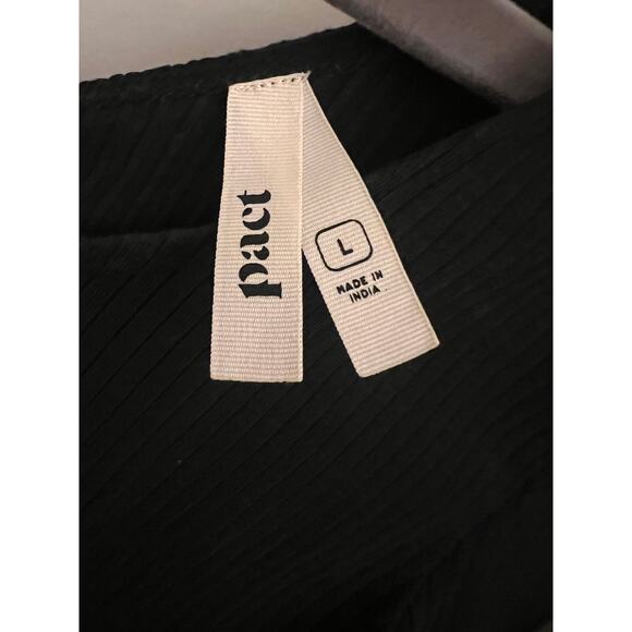 Pact Organic Cotton Refined Rib Long Sleeve Twist Back L Top Black Casual Chic - Picture 3 of 6